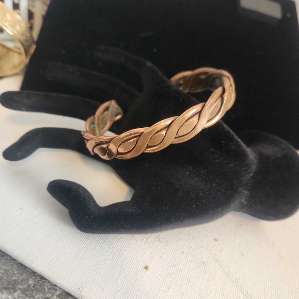Vintage Braided Copper Cuff Bracelet Twisted Rope Boho Statement Jewelry